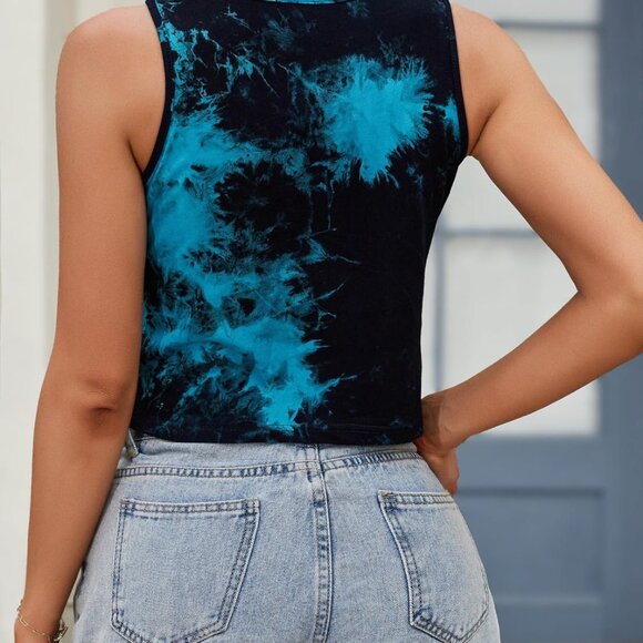 Lightweight Tie-Dye Sleeveless Crop Top - Ideal for Every Occasion - Picture 4 of 5